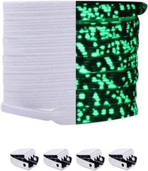 2 Pairs Flat Shoe Laces Luxury Light Up Glow in the Dark No Tie Sneakers Shoelaces for Party Dancing Skating