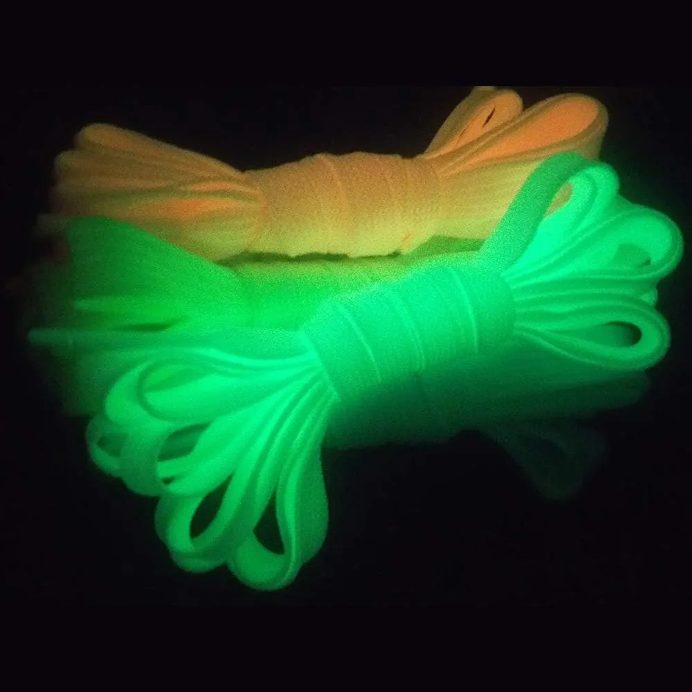 2 Pairs Flat Shoelaces for Sneakers,Double Layered Glow in the Dark Shoe Laces,Reflective Runing Shoestring