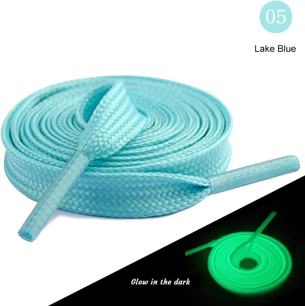 2 Pairs Flat Shoelaces for Sneakers,Double Layered Glow in the Dark Shoe Laces,Reflective Runing Shoestring