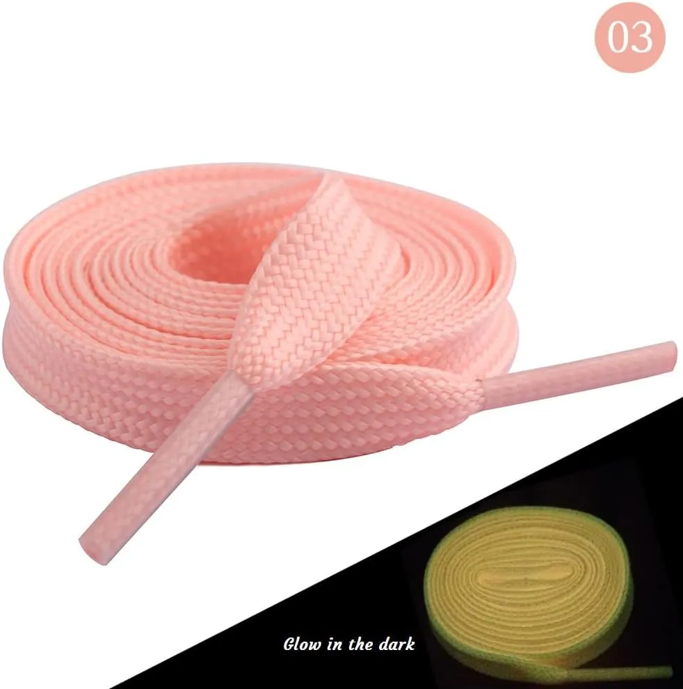 2 Pairs Flat Shoelaces for Sneakers,Double Layered Glow in the Dark Shoe Laces,Reflective Runing Shoestring