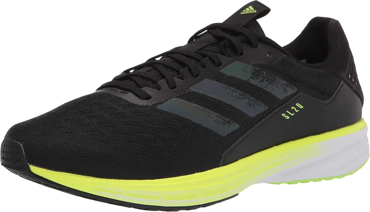 adidas Men's SL20 Running Shoe, Black/Black/Signal Green, 11.5