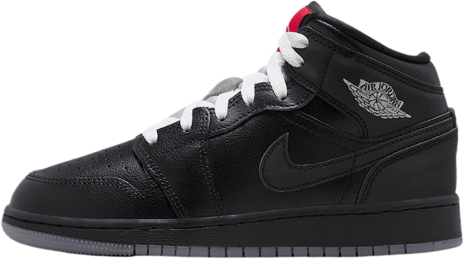 Air Jordan 1 Mid SE Big Kids' Shoes (HV5180-010, Black/White/Wolf Grey/Black)