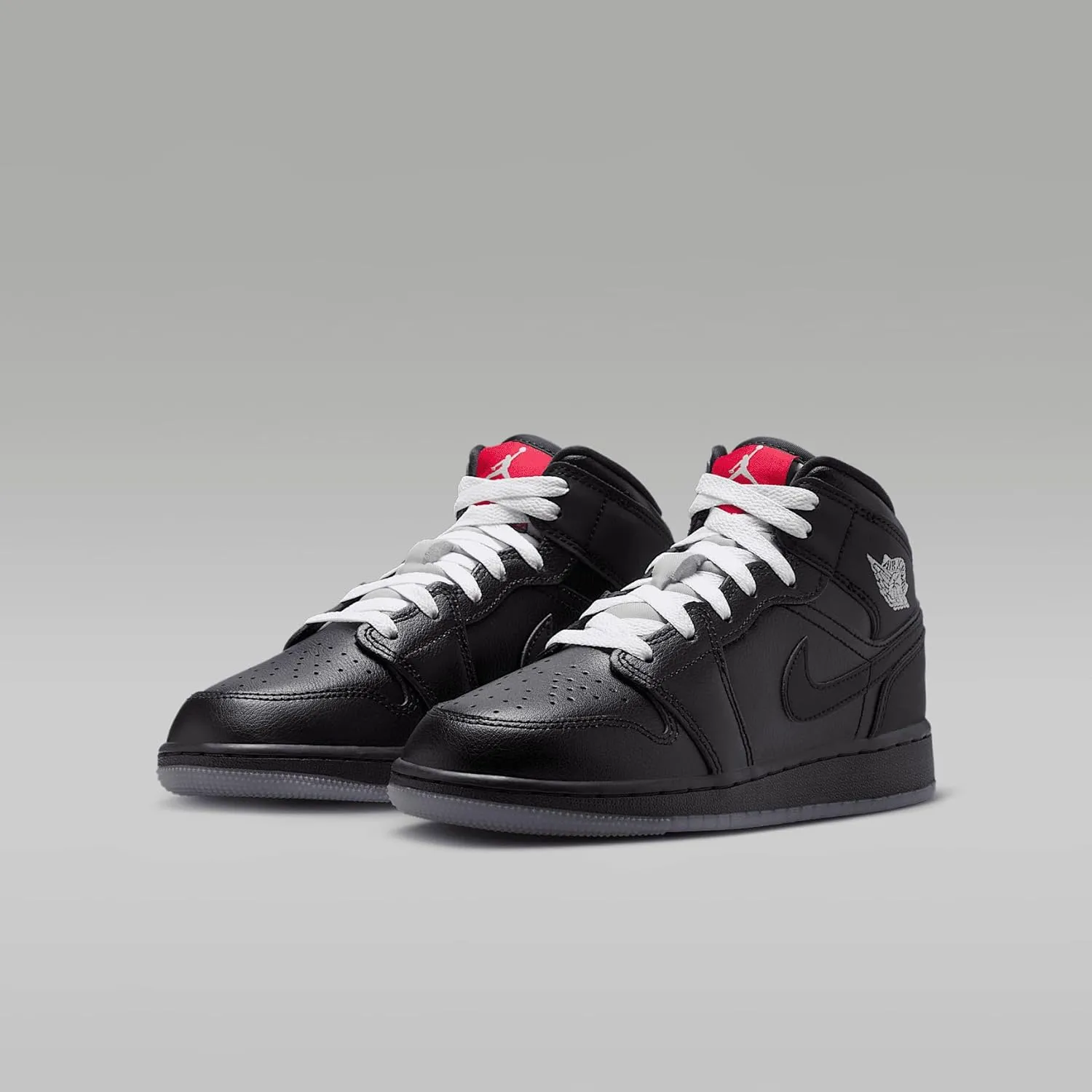 Air Jordan 1 Mid SE Big Kids' Shoes (HV5180-010, Black/White/Wolf Grey/Black)