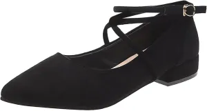 AMDBEL Ballet Flats Shoes for Women Dressy, Women's Slingback Leather Slingback Flats Pointed Toe Pumps Comfort Heeled Sandal