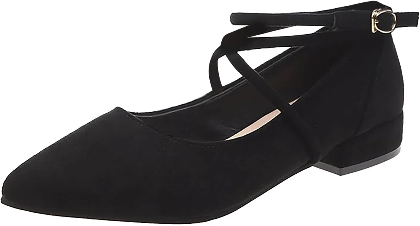 AMDBEL Ballet Flats Shoes for Women Dressy, Women's Slingback Leather Slingback Flats Pointed Toe Pumps Comfort Heeled Sandal