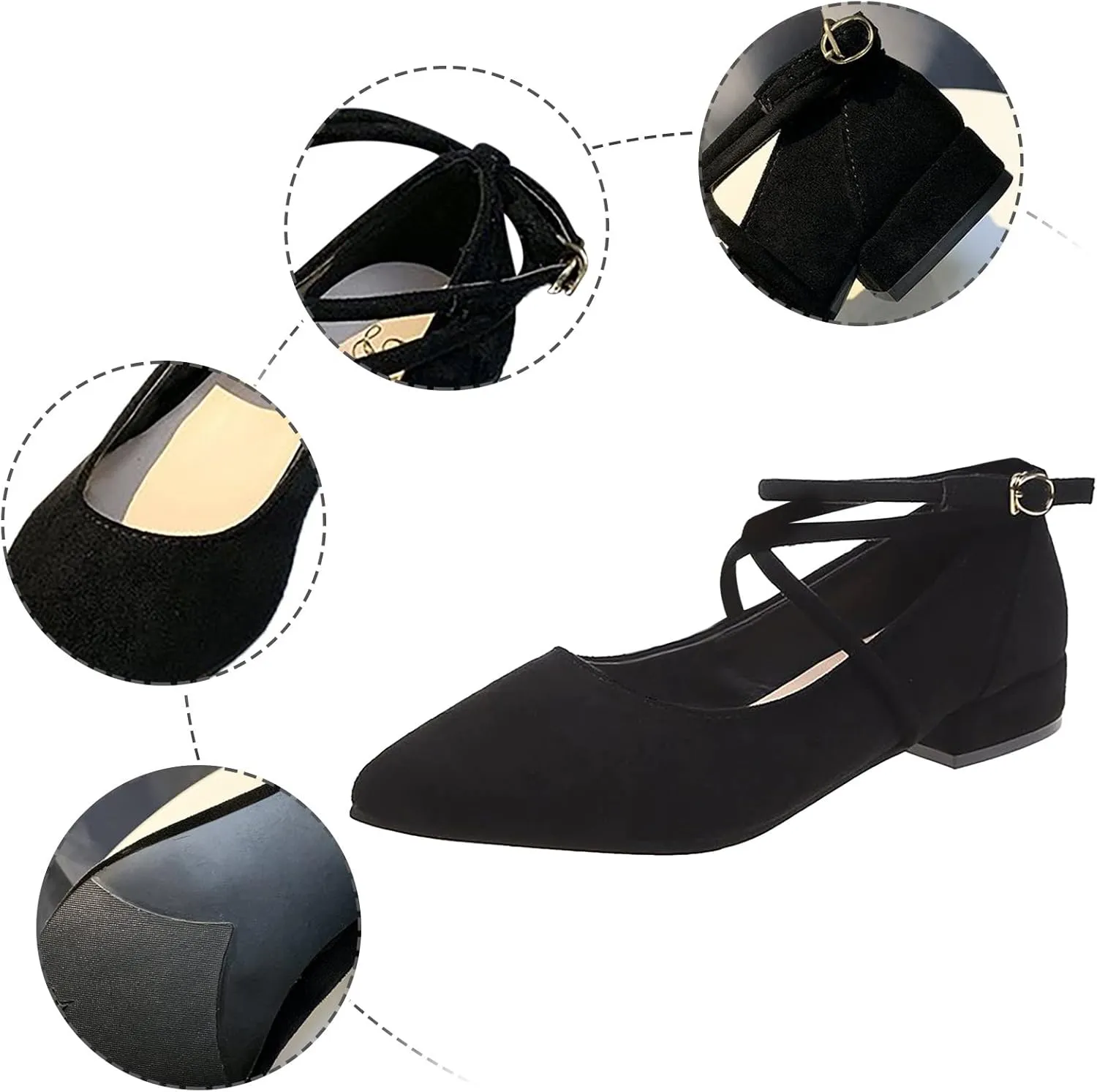 AMDBEL Ballet Flats Shoes for Women Dressy, Women's Slingback Leather Slingback Flats Pointed Toe Pumps Comfort Heeled Sandal