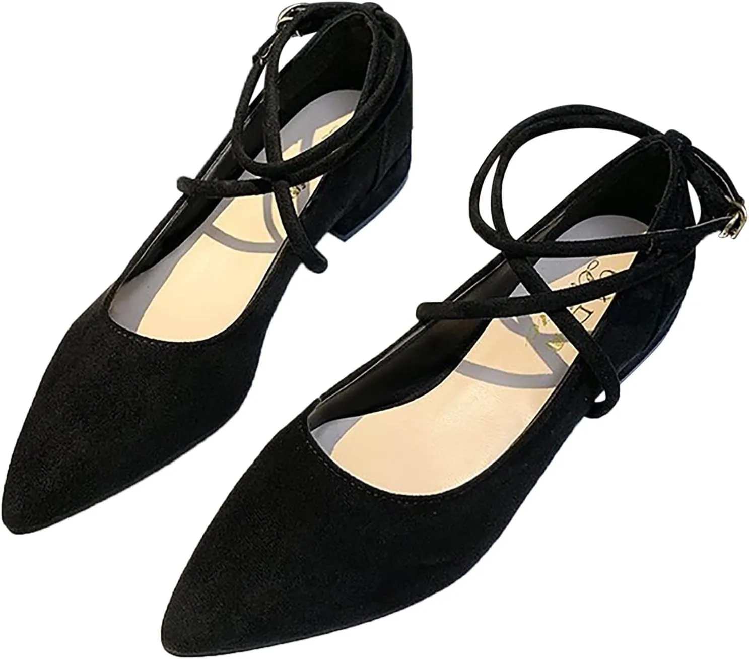 AMDBEL Ballet Flats Shoes for Women Dressy, Women's Slingback Leather Slingback Flats Pointed Toe Pumps Comfort Heeled Sandal