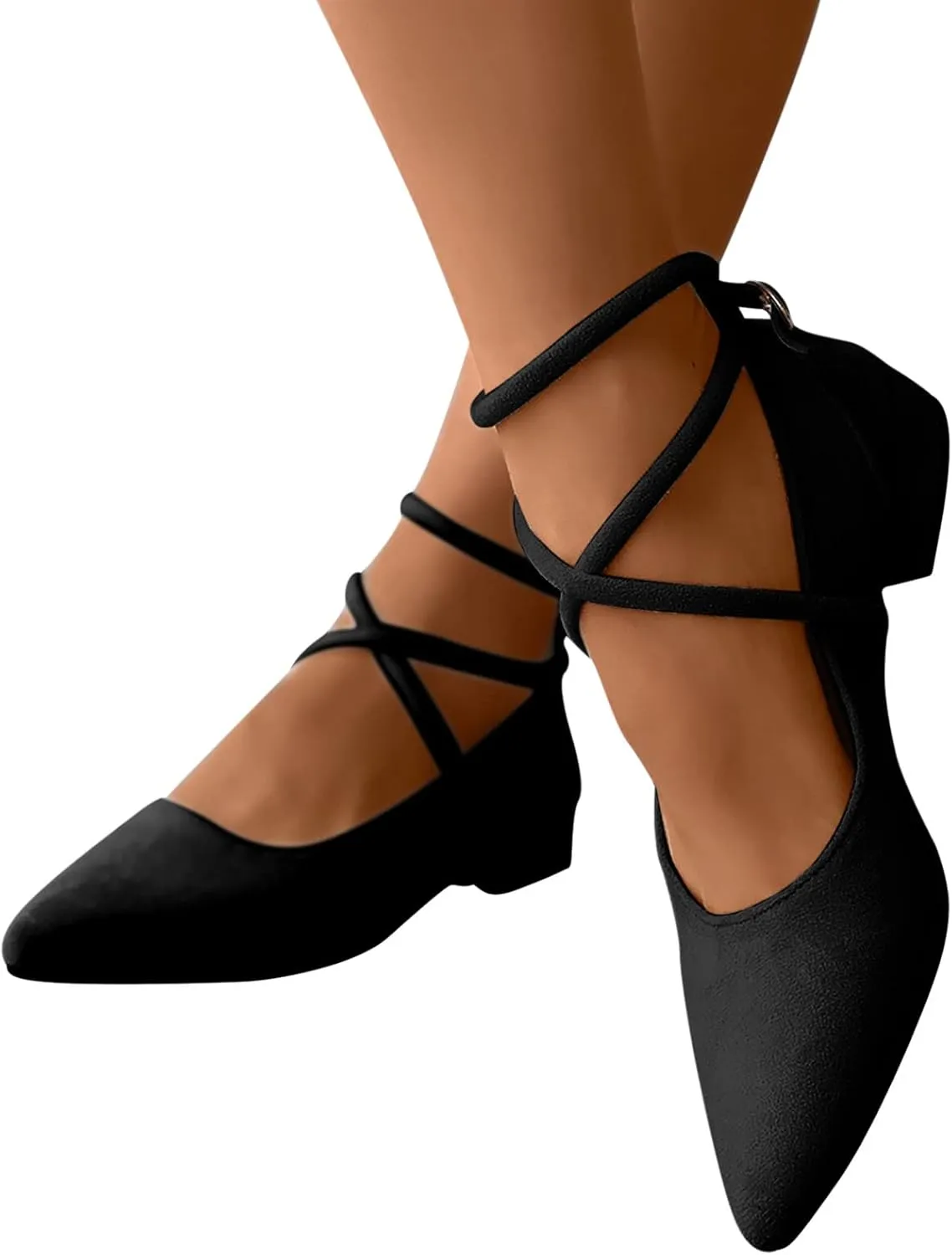 AMDBEL Ballet Flats Shoes for Women Dressy, Women's Slingback Leather Slingback Flats Pointed Toe Pumps Comfort Heeled Sandal