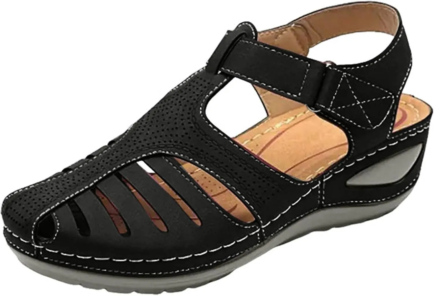 AMDBEL Orthopedic Sandals for Women,Sandals for Women Dressy Summer Closed Toe Breathable Sandals with Arch Support Shoes
