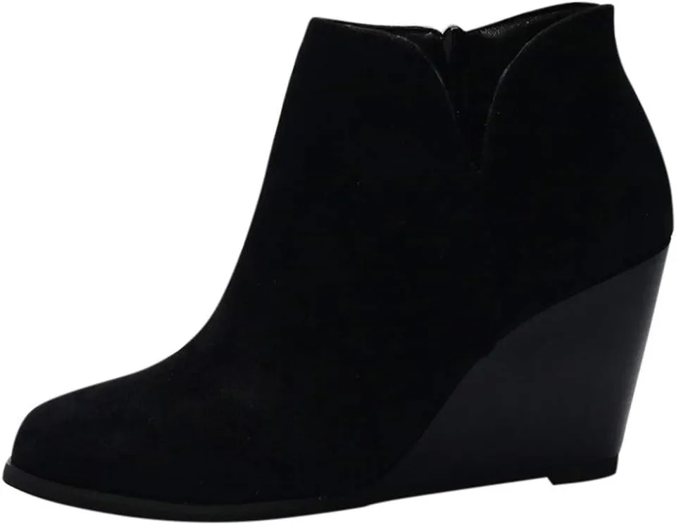 Ankle Boots for Women 2024 Low Heel Womens Ankle Booties Pointed Toe Stacked Chunky Heels Side Zipper Boots