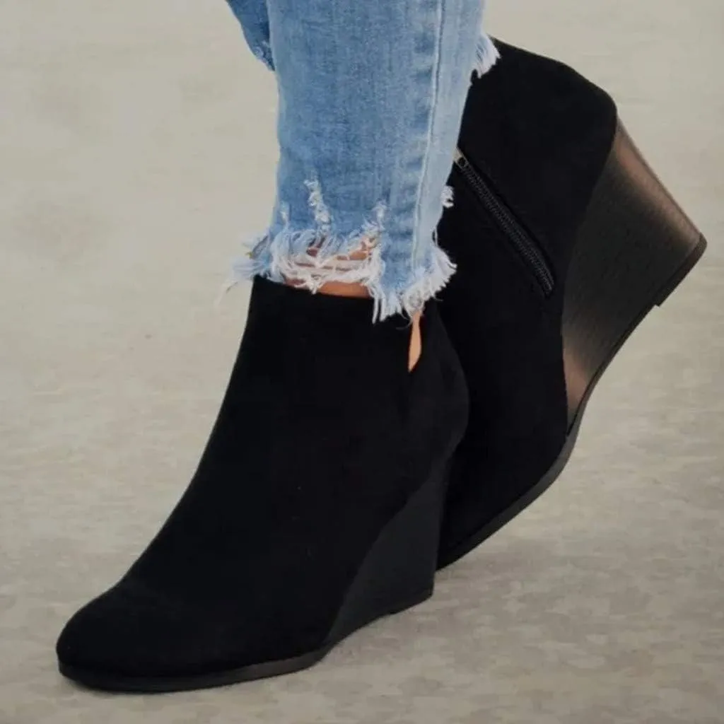 Ankle Boots for Women 2024 Low Heel Womens Ankle Booties Pointed Toe Stacked Chunky Heels Side Zipper Boots
