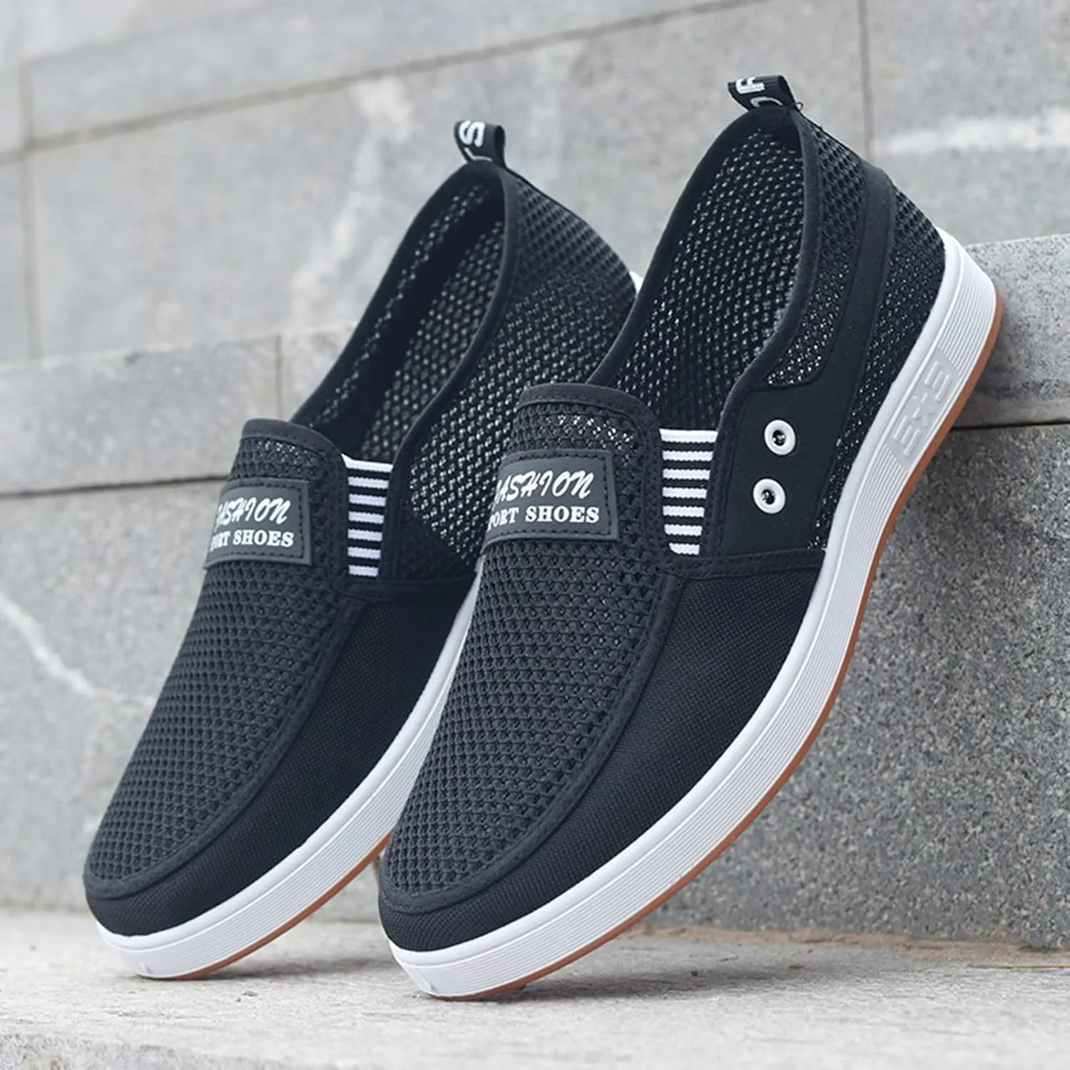 Arch Support Walking Shoes for Men Lightweight Breathable Slip on Running Shoe Convenient Elderly Slip on Shoes