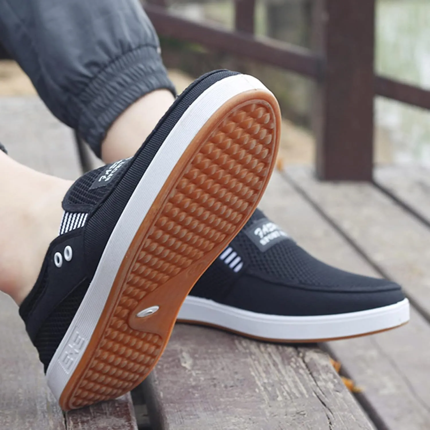Arch Support Walking Shoes for Men Lightweight Breathable Slip on Running Shoe Convenient Elderly Slip on Shoes