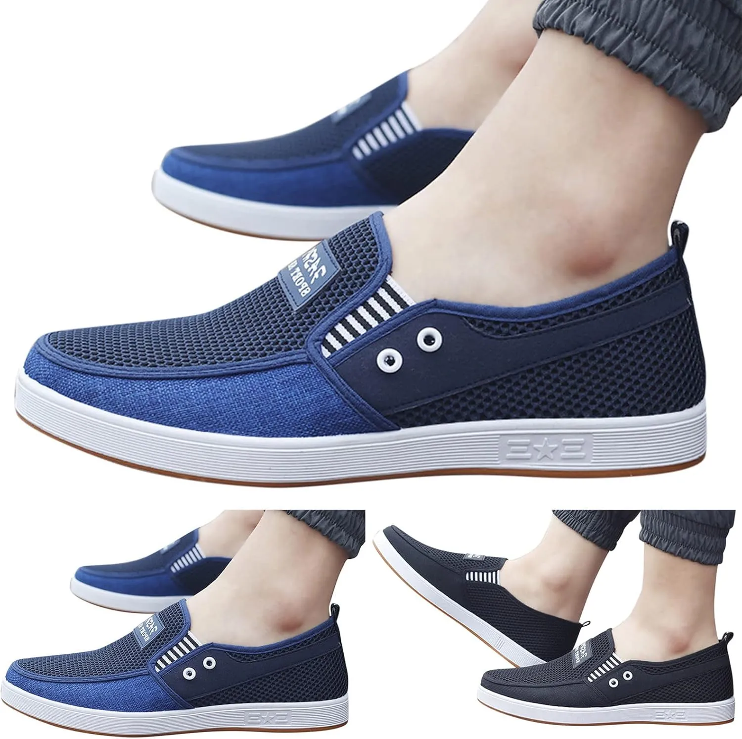 Arch Support Walking Shoes for Men Lightweight Breathable Slip on Running Shoe Convenient Elderly Slip on Shoes