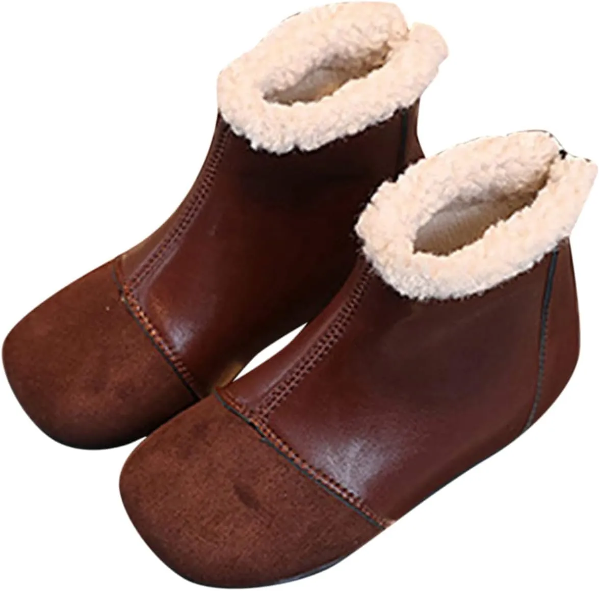 Baby Christmas Boots Fashion Winter Children Boots Boys And Girls Ankle Boots Flat Bottom Flat (Brown, 12 Little Child)
