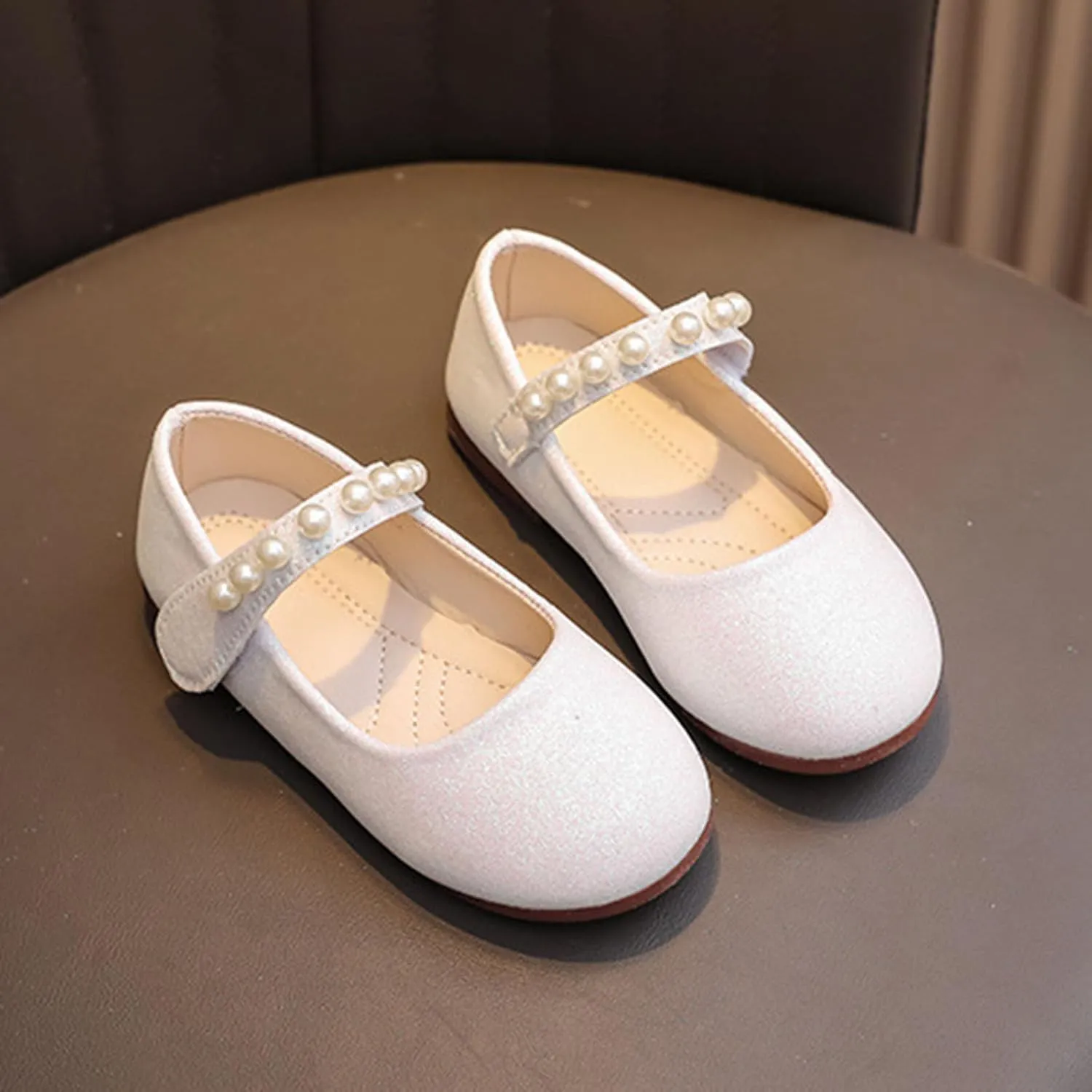 Baby Girl Shoes Non Slip Soft Sole PU Leather Dress Up Shoes Sparkly Princess Mary Jane Shoes Classic Formal Shoes