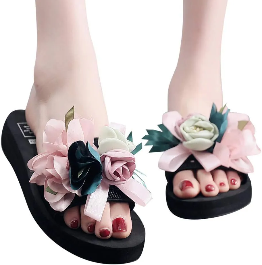 Beach Sandals for Summer Women's Beach Flower Slippers Wedges Bohemian Shoes Sandals Summer Women's slipper