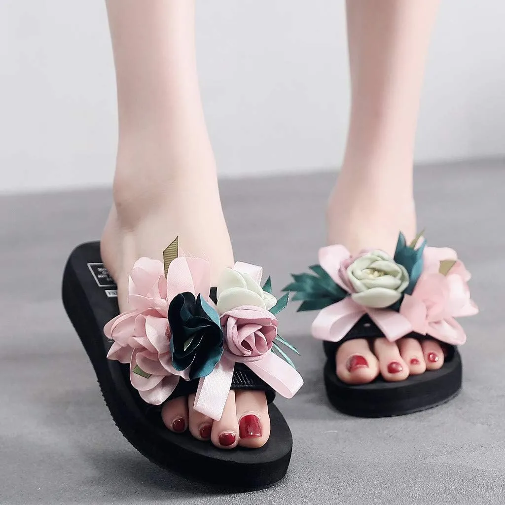 Beach Sandals for Summer Women's Beach Flower Slippers Wedges Bohemian Shoes Sandals Summer Women's slipper