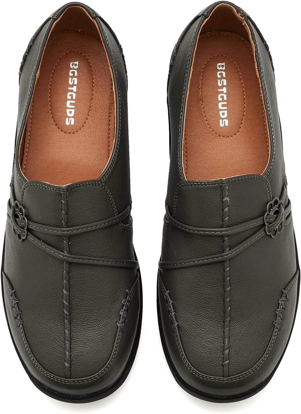 BGSTGUDS Women's Wide Loafers Shoes Wide Toe Box Dress Shoes Trendy Slip on Casual Penny Loafers