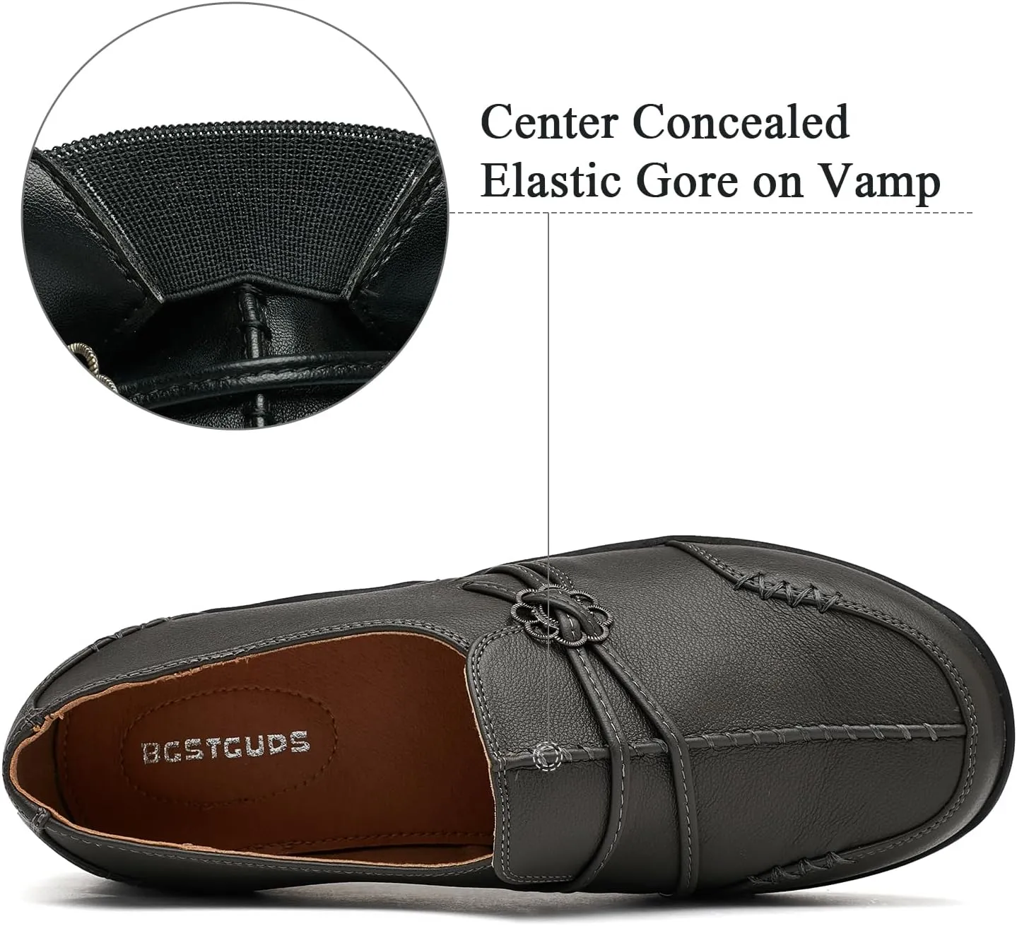 BGSTGUDS Women's Wide Loafers Shoes Wide Toe Box Dress Shoes Trendy Slip on Casual Penny Loafers