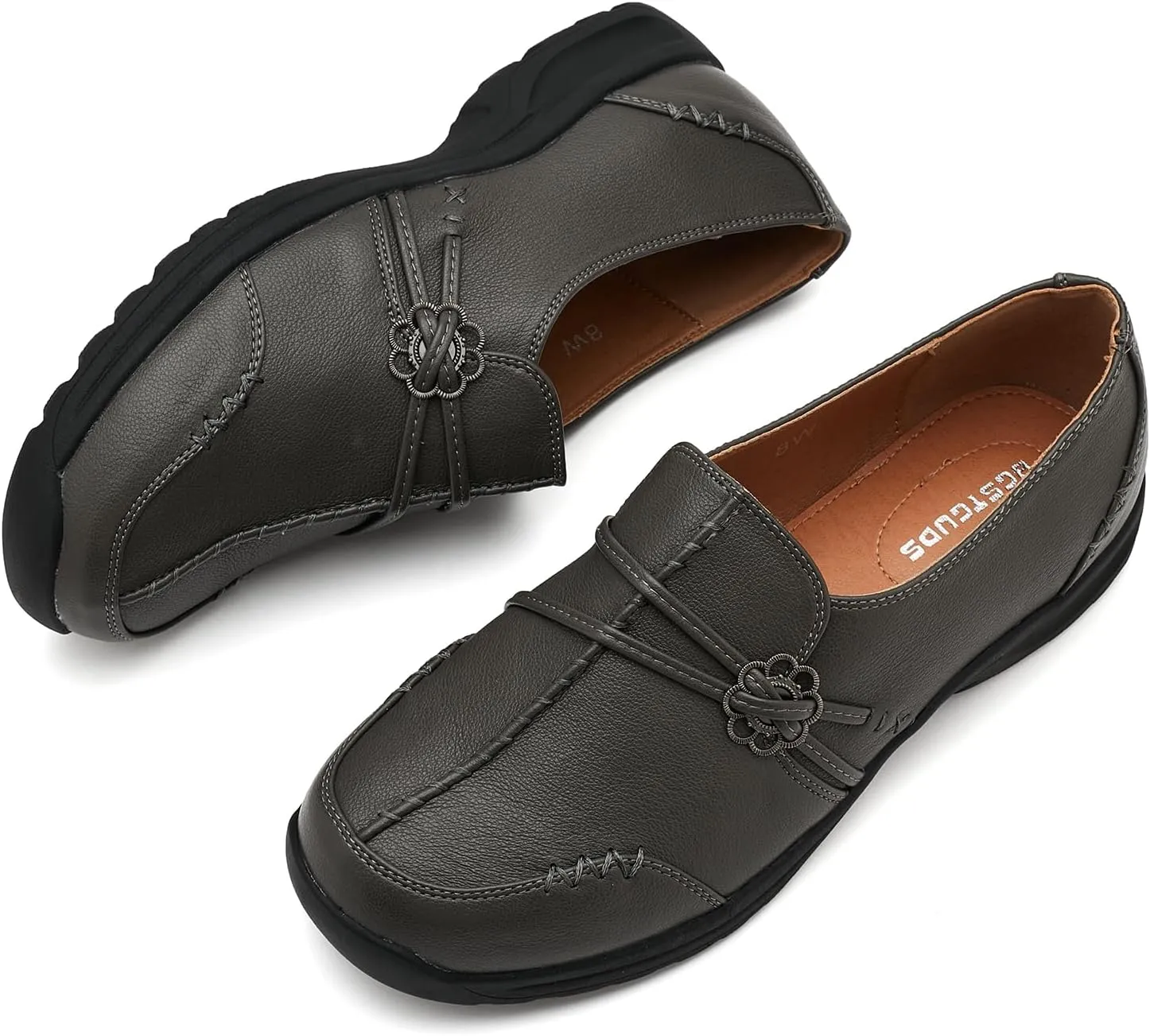 BGSTGUDS Women's Wide Loafers Shoes Wide Toe Box Dress Shoes Trendy Slip on Casual Penny Loafers