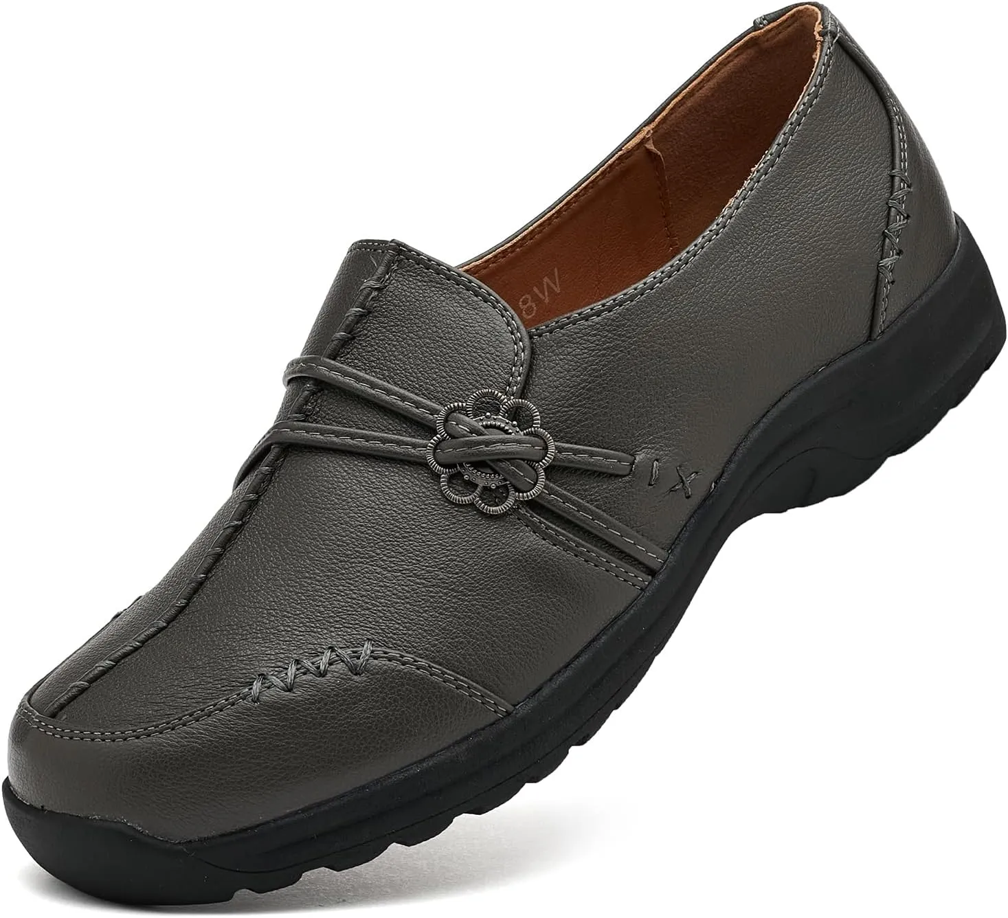 BGSTGUDS Women's Wide Loafers Shoes Wide Toe Box Dress Shoes Trendy Slip on Casual Penny Loafers