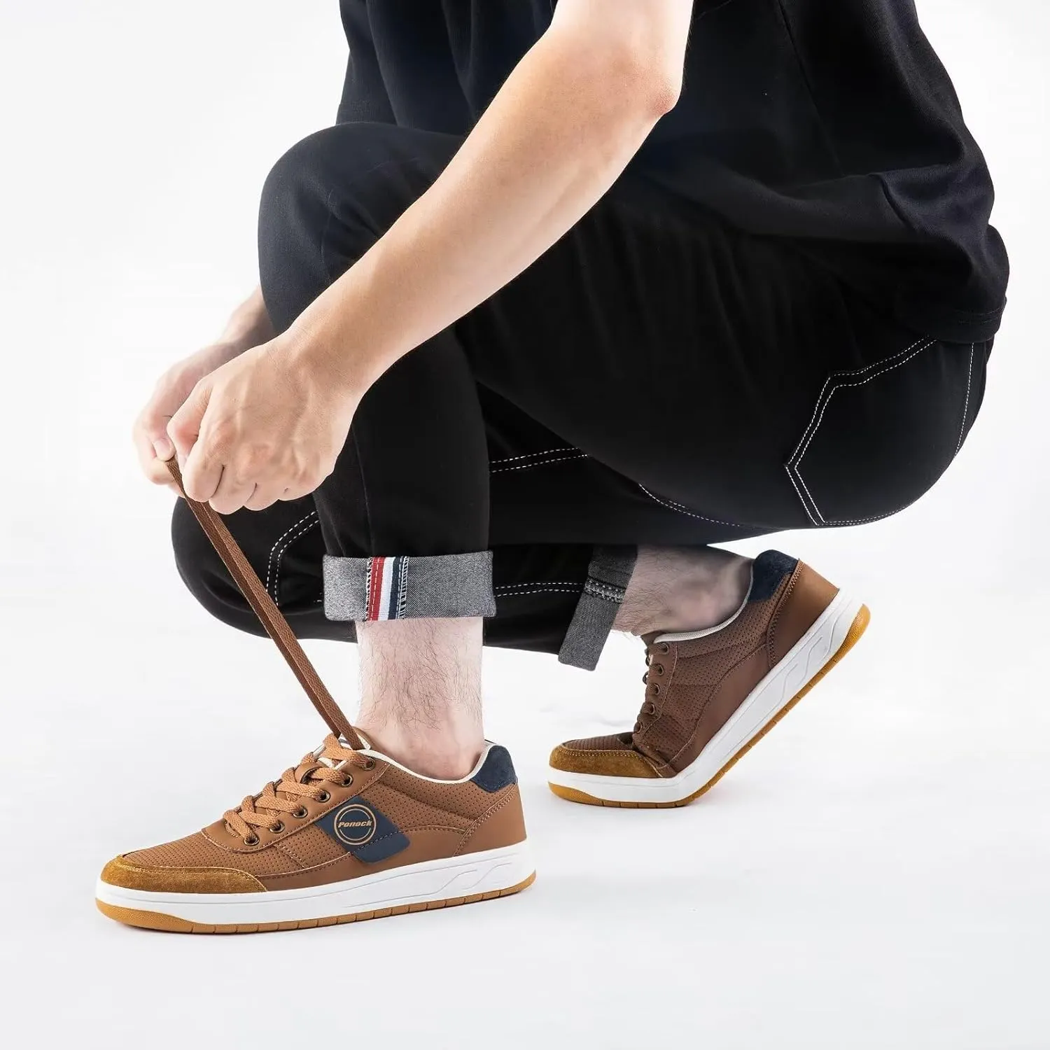 BNR Mens Fashion Sneakers Skate Shoes Casual Comfortable Durable Black Navy Brown