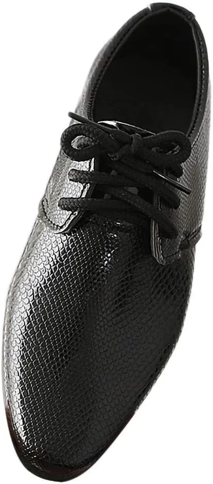 Boys Derby Leather Formal Dress Shoes Pointed Toe Oxford Lace Up Wedding Party Performance Prom Footwear for Kids