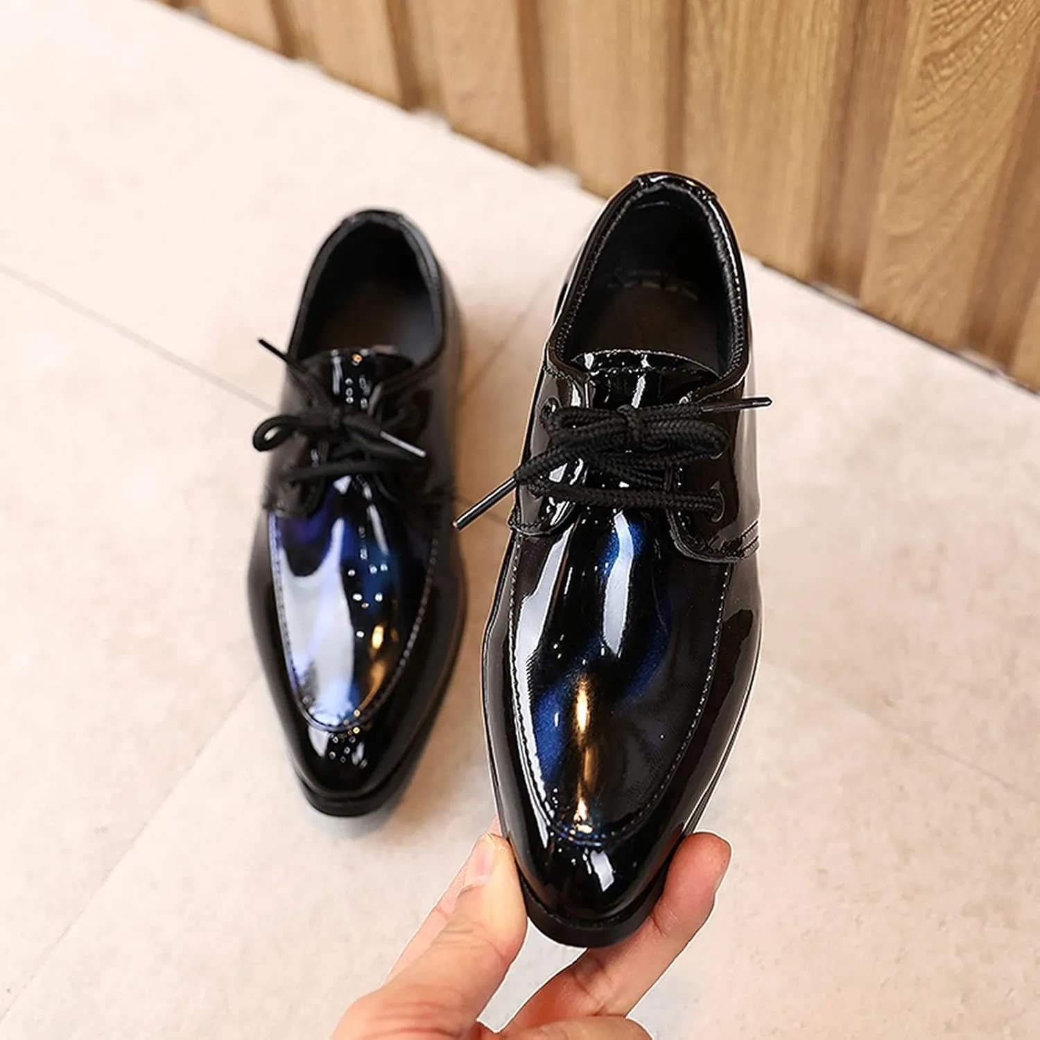 Boys Formal Dress Shoes Lace-up Wedding Footwear School 𝗨niform Shoes Comfort Loafer Flat𝘀 𝗢xford Dress Shoes