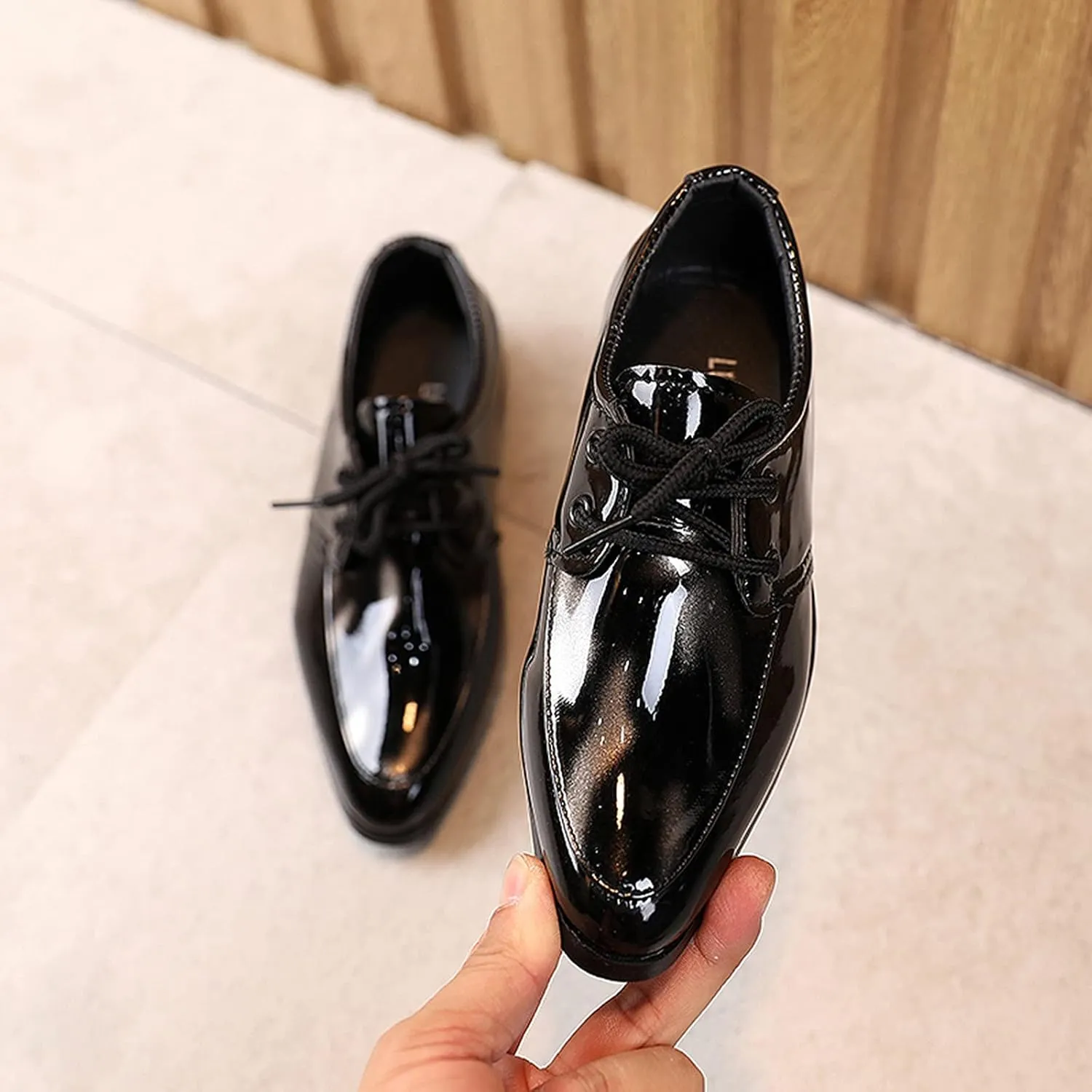 Boys Formal Dress Shoes Lace-up Wedding Footwear School 𝗨niform Shoes Comfort Loafer Flat𝘀 𝗢xford Dress Shoes