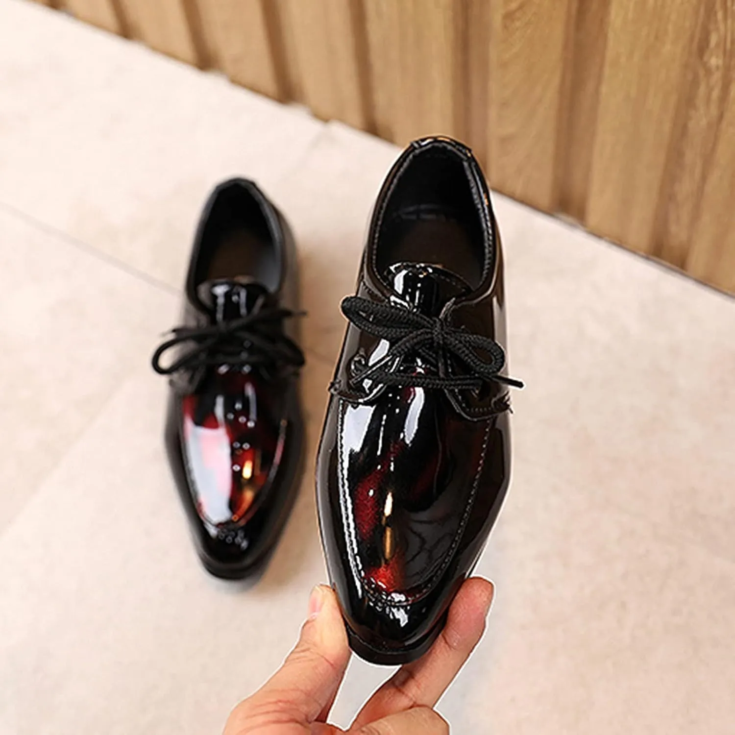 Boys Formal Dress Shoes Lace-up Wedding Footwear School 𝗨niform Shoes Comfort Loafer Flat𝘀 𝗢xford Dress Shoes