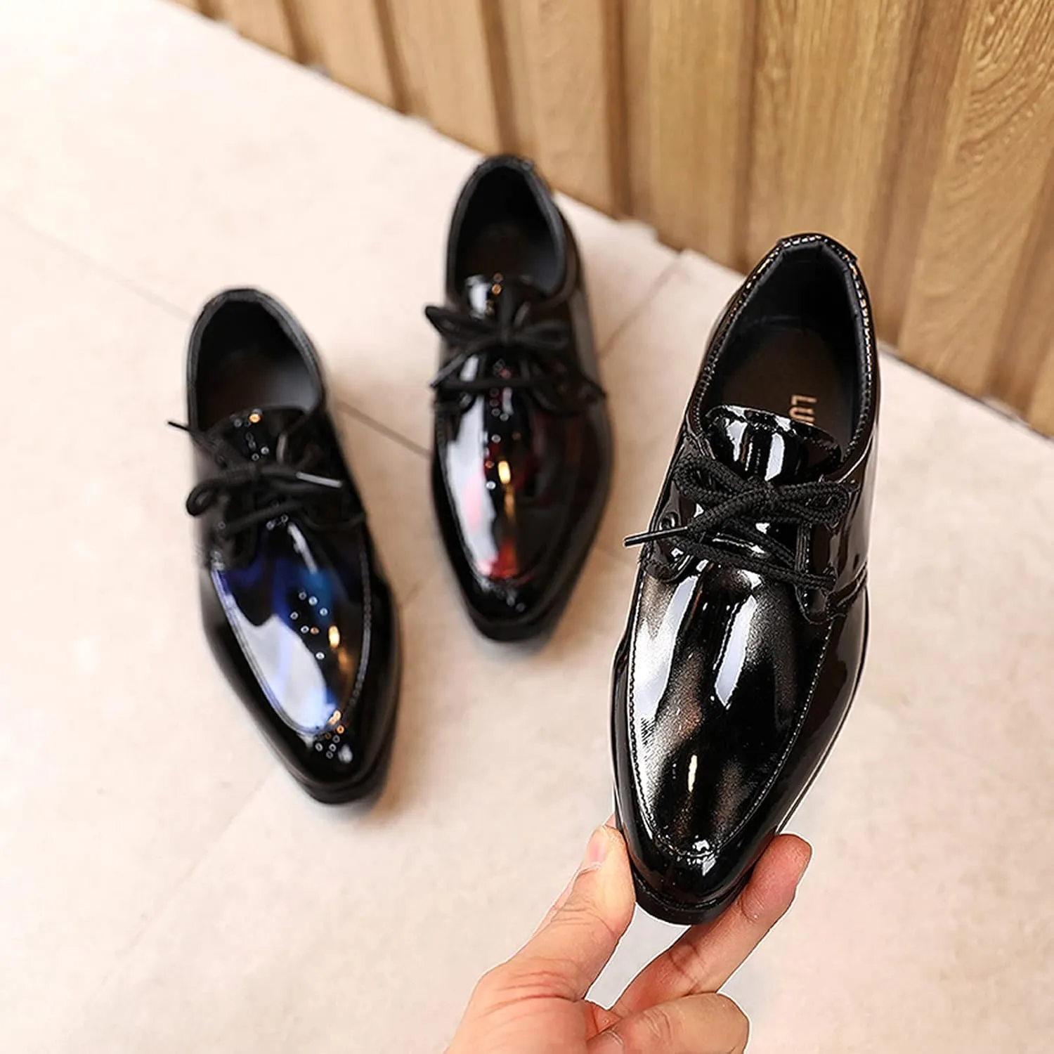 Boys Formal Dress Shoes Lace-up Wedding Footwear School 𝗨niform Shoes Comfort Loafer Flat𝘀 𝗢xford Dress Shoes