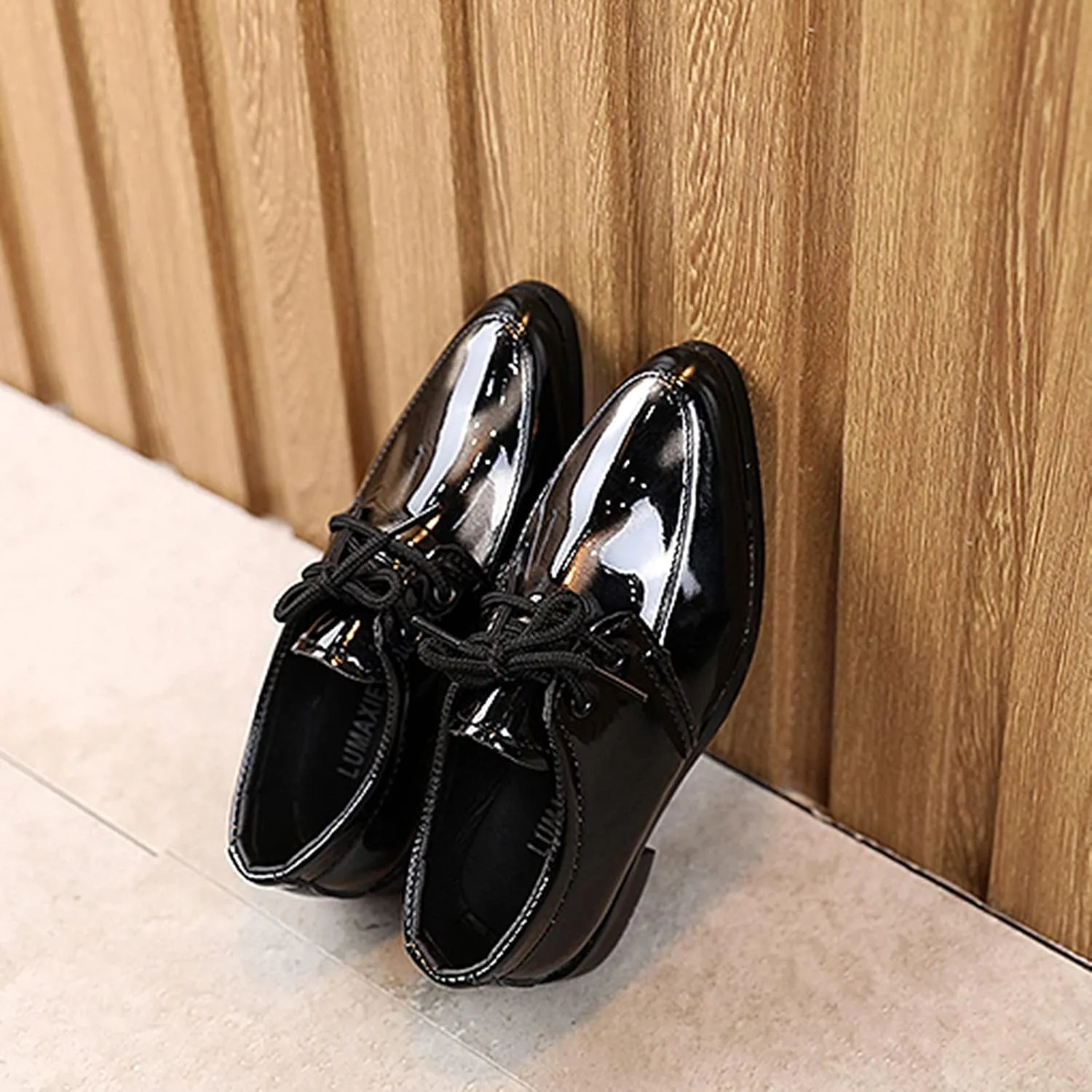 Boys Formal Dress Shoes Lace-up Wedding Footwear School 𝗨niform Shoes Comfort Loafer Flat𝘀 𝗢xford Dress Shoes