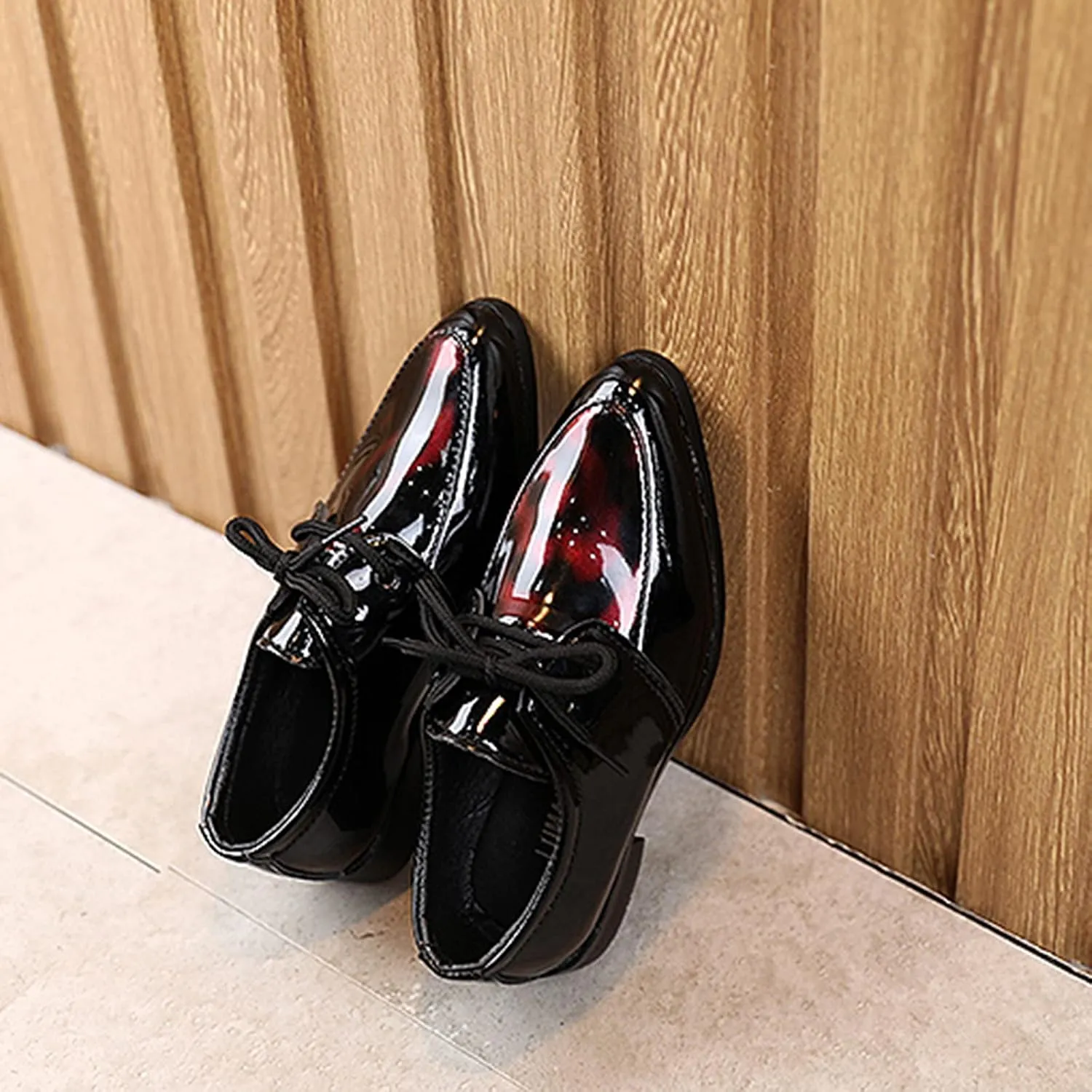 Boys Formal Dress Shoes Lace-up Wedding Footwear School 𝗨niform Shoes Comfort Loafer Flat𝘀 𝗢xford Dress Shoes