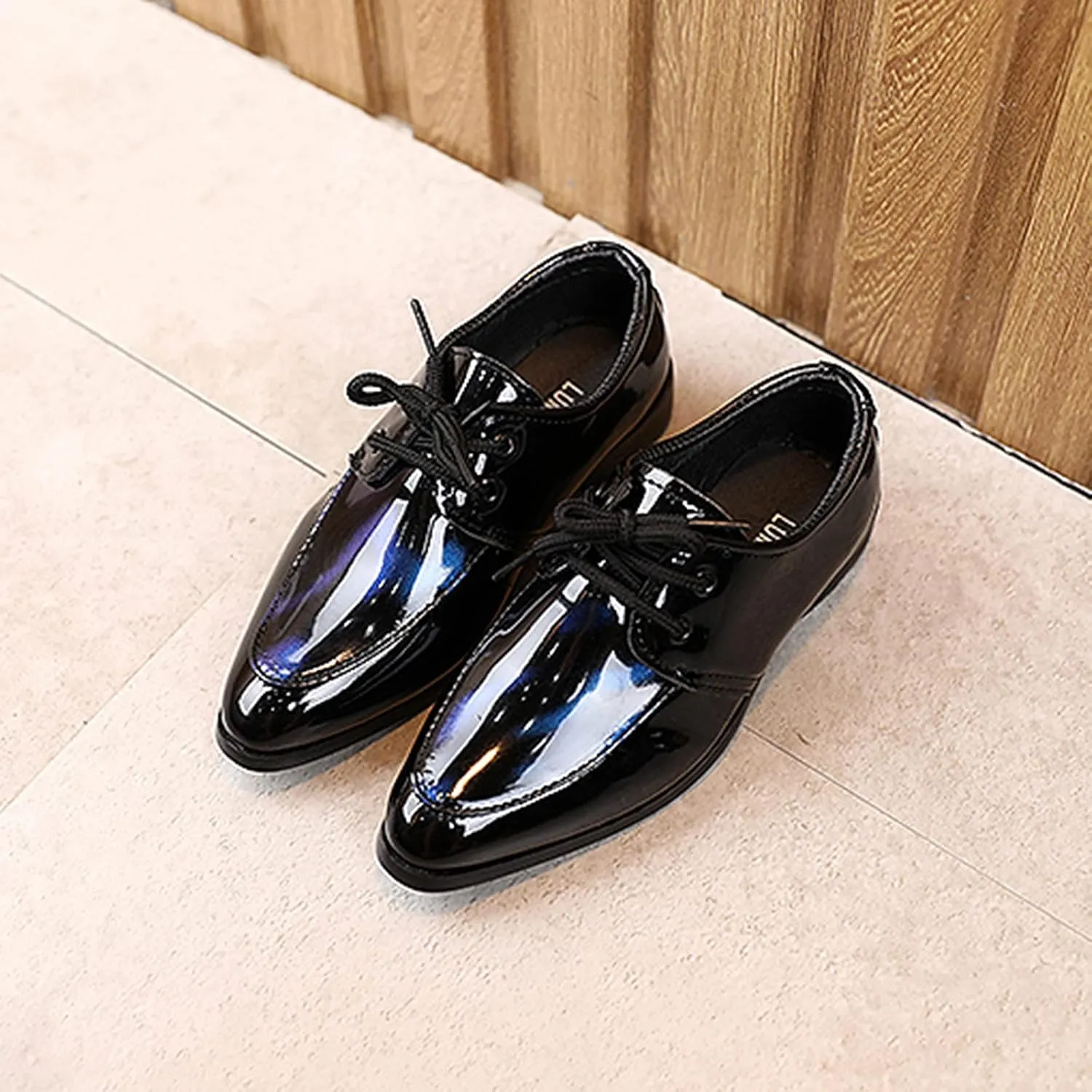 Boys Formal Dress Shoes Lace-up Wedding Footwear School 𝗨niform Shoes Comfort Loafer Flat𝘀 𝗢xford Dress Shoes
