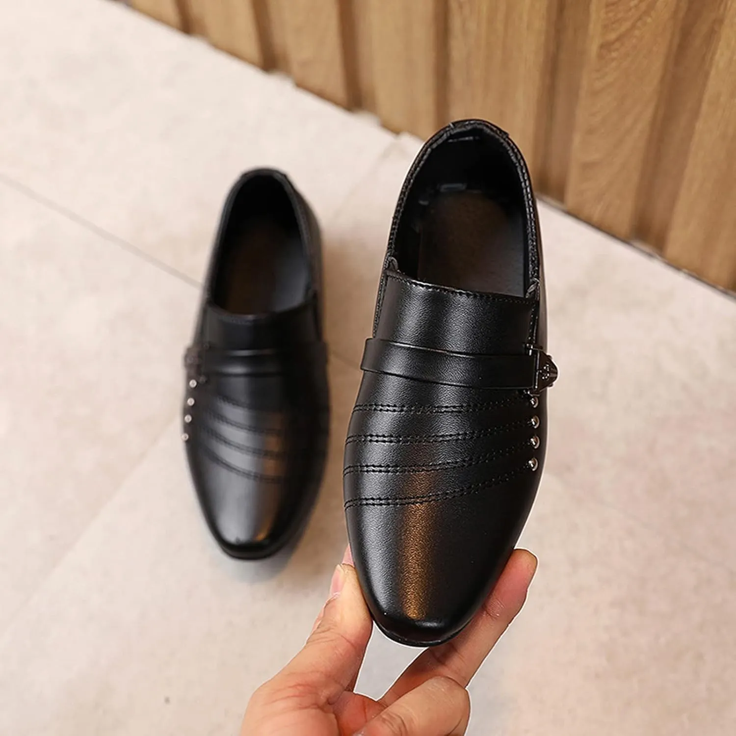Boys Patent Formal Dress Shoes PU Leather Wedding Prom Footwear Tuxedo Shoes Slip-On Loafers Uniform Oxfords Shoes