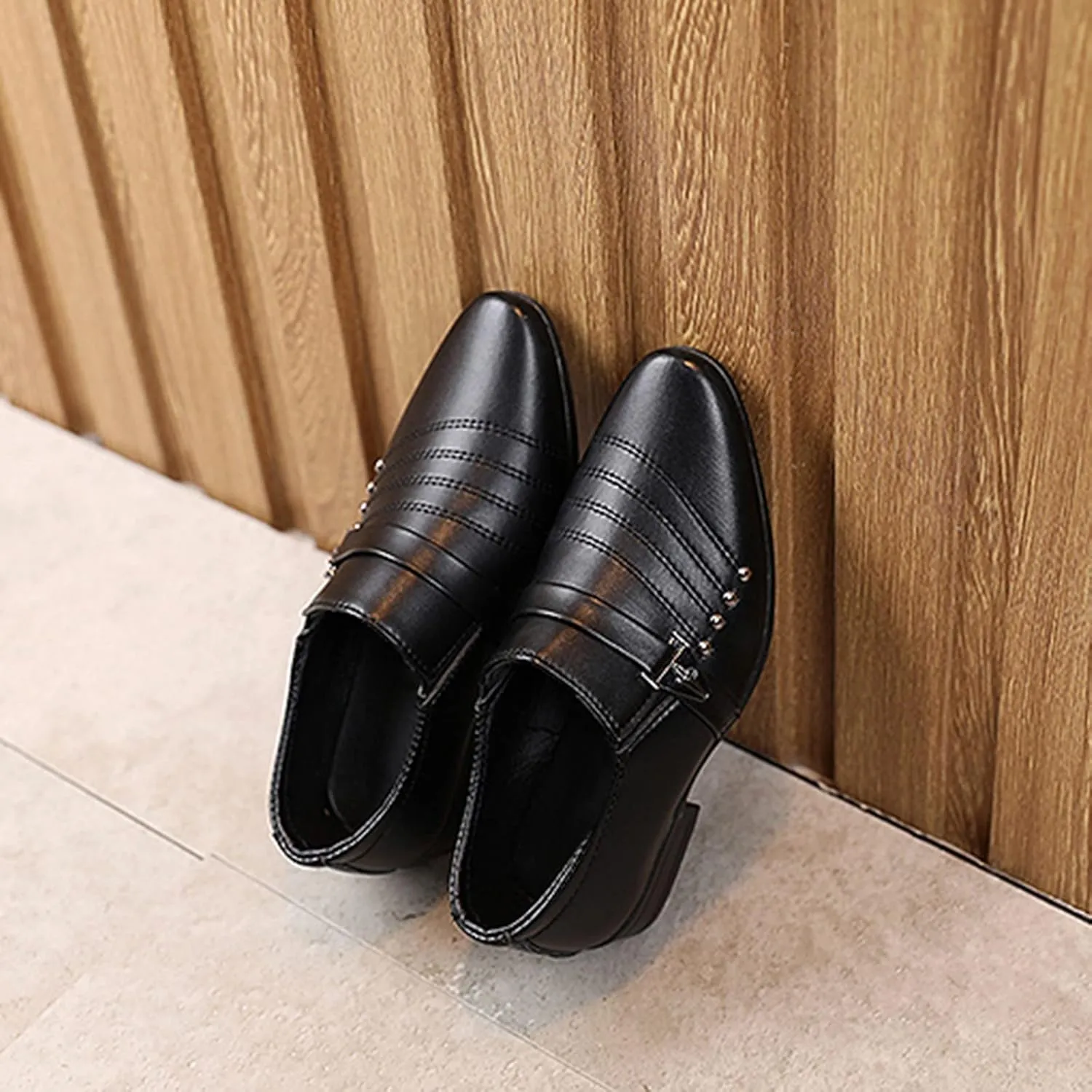 Boys Patent Formal Dress Shoes PU Leather Wedding Prom Footwear Tuxedo Shoes Slip-On Loafers Uniform Oxfords Shoes