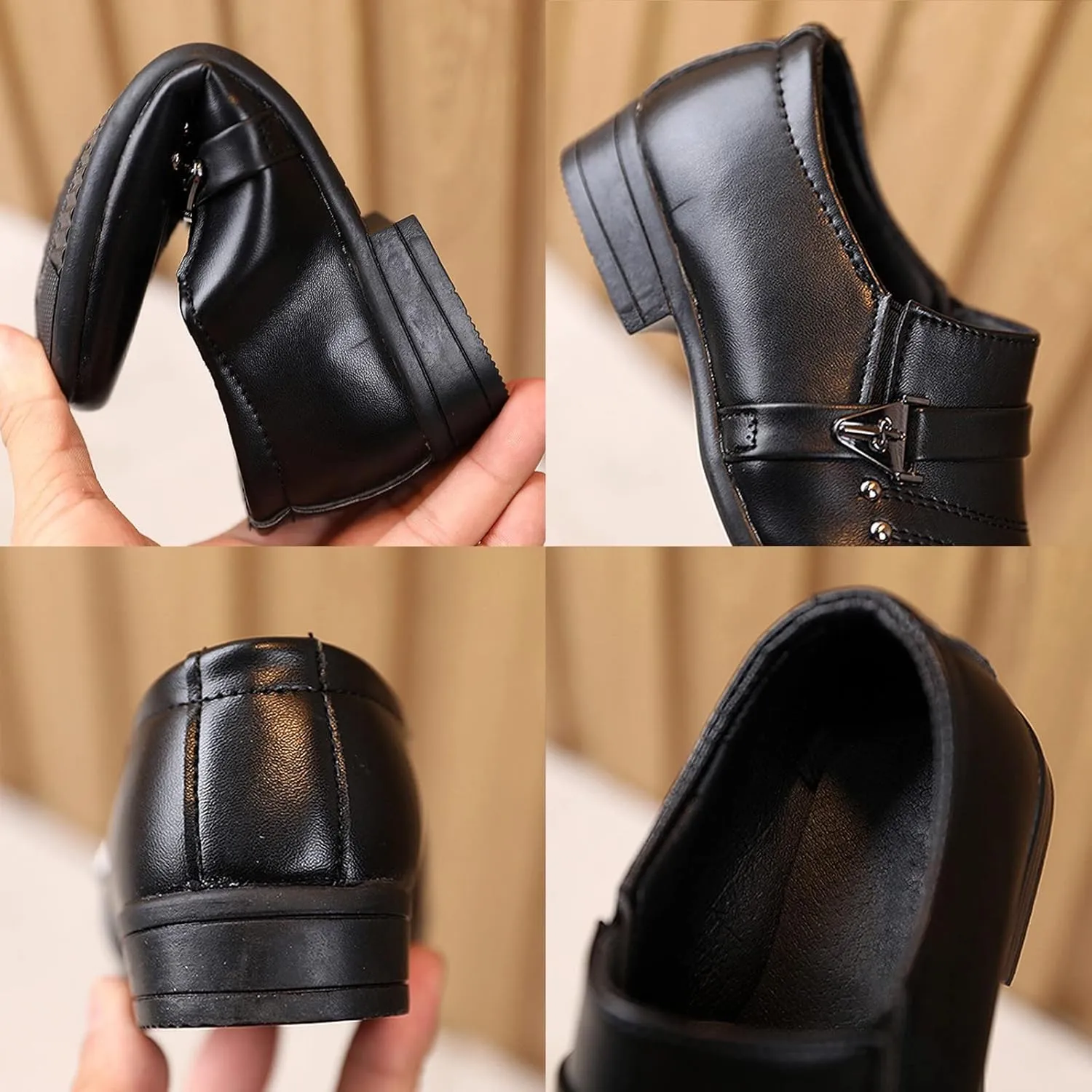 Boys Patent Formal Dress Shoes PU Leather Wedding Prom Footwear Tuxedo Shoes Slip-On Loafers Uniform Oxfords Shoes