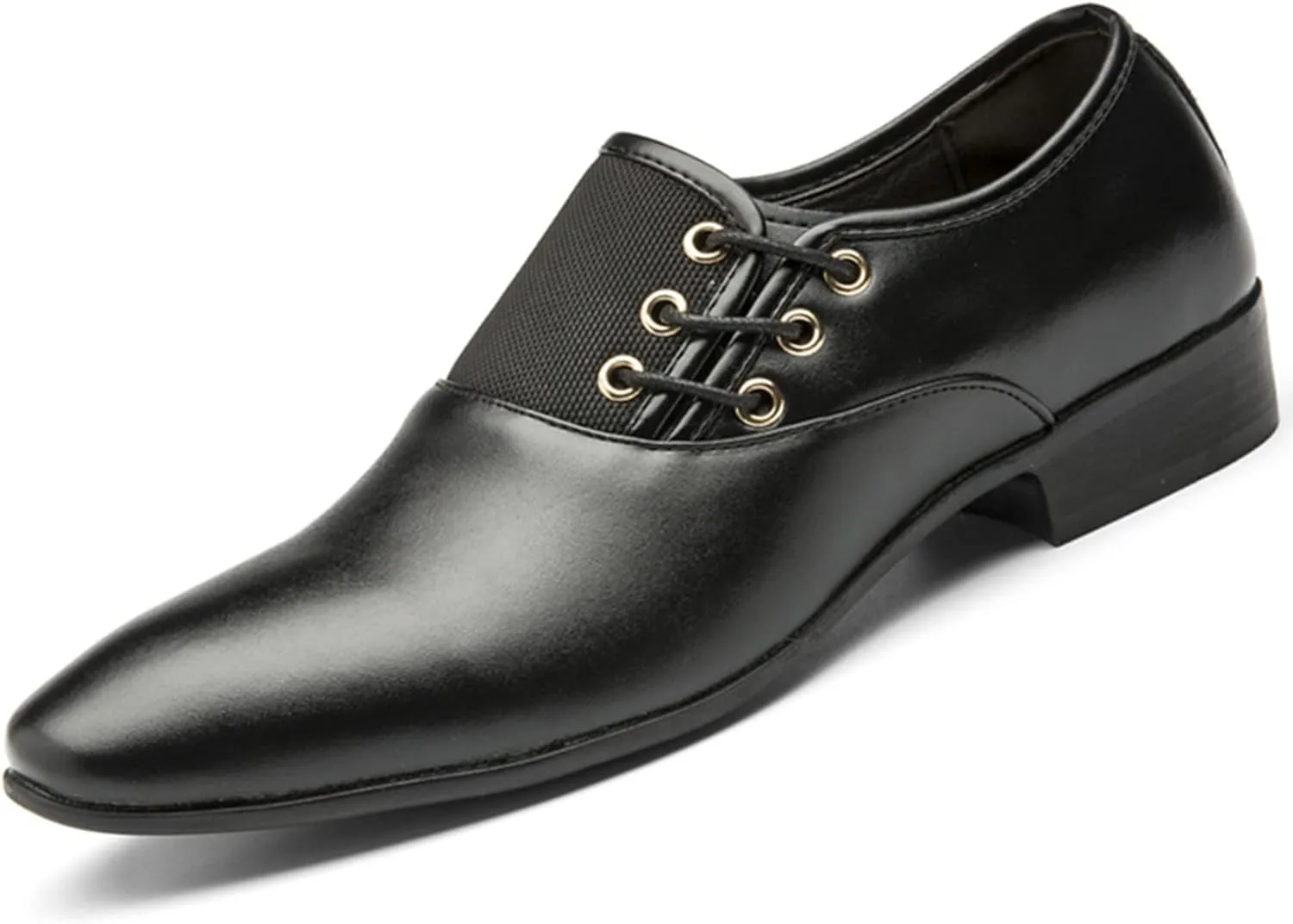 Brown Dress Shoes for Men Wide Width Classical Style Leather Shoes for Men Slip On PU Leather Low Rubber Sole Block Heel Work Business Shoes Men Casual Brown Leather