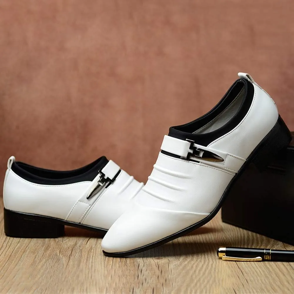 Brown Slip On Dress Shoes for Men British Men's Leather Shoes Fashion Man Pointed Toe Formal Wedding Shoes Brown Business Casual Shoes for Men Wide
