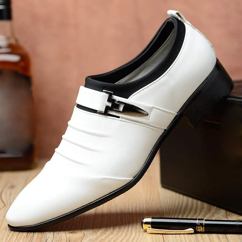 Brown Slip On Dress Shoes for Men British Men's Leather Shoes Fashion Man Pointed Toe Formal Wedding Shoes Brown Business Casual Shoes for Men Wide