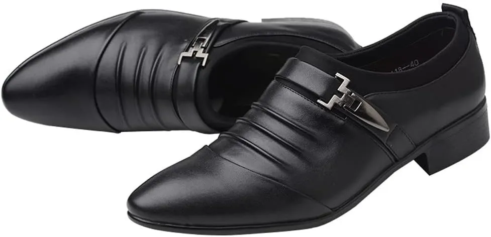 Brown Slip On Dress Shoes for Men British Men's Leather Shoes Fashion Man Pointed Toe Formal Wedding Shoes Brown Business Casual Shoes for Men Wide