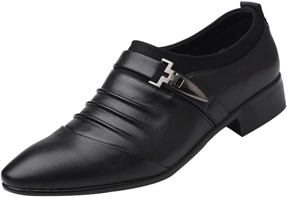 Brown Slip On Dress Shoes for Men British Men's Leather Shoes Fashion Man Pointed Toe Formal Wedding Shoes Brown Business Casual Shoes for Men Wide