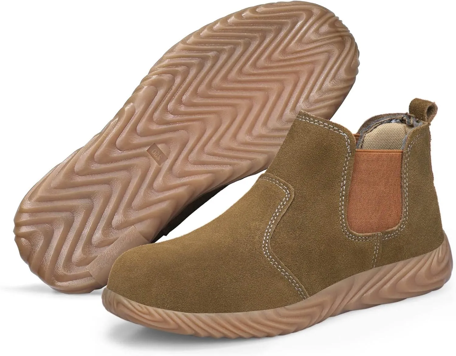 Brown Suede Platform Chukka Boots for Men Casual Comfortable Round Toe Anti-Slip Ankle Booties Lightweight Shoes