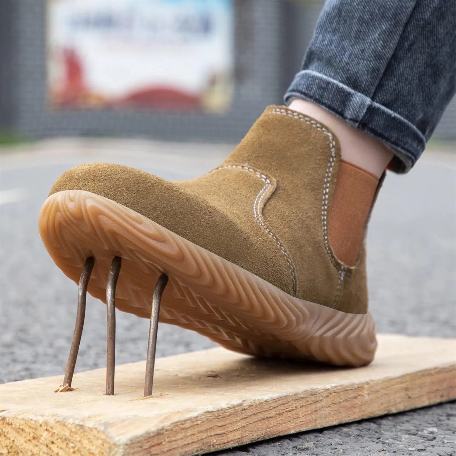 Brown Suede Platform Chukka Boots for Men Casual Comfortable Round Toe Anti-Slip Ankle Booties Lightweight Shoes