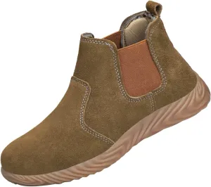 Brown Suede Platform Chukka Boots for Men Casual Comfortable Round Toe Anti-Slip Ankle Booties Lightweight Shoes