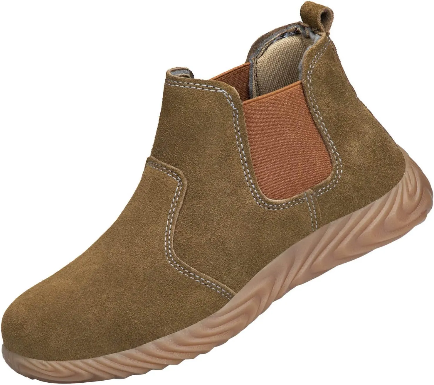 Brown Suede Platform Chukka Boots for Men Casual Comfortable Round Toe Anti-Slip Ankle Booties Lightweight Shoes