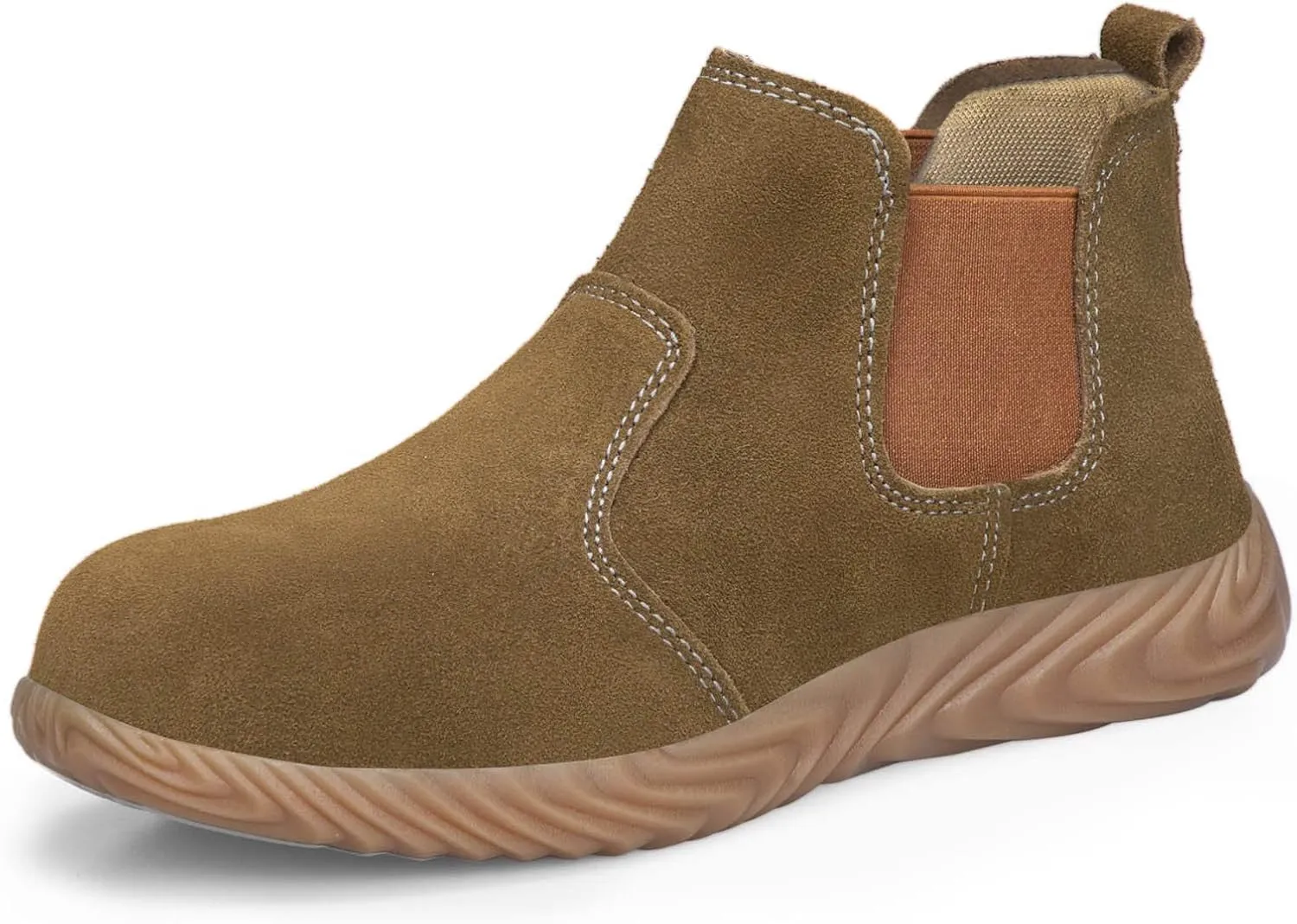 Brown Suede Platform Chukka Boots for Men Casual Comfortable Round Toe Anti-Slip Ankle Booties Lightweight Shoes