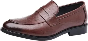 Casual Loafers for Men Pu Leather Driving Loafers Working Round Toe Wedding Non Slip Shoe Slip-on
