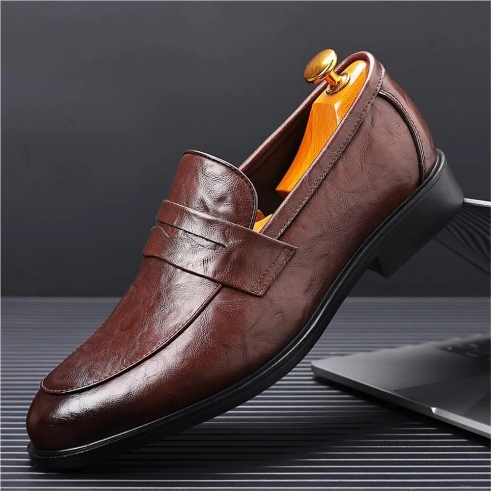 Casual Loafers for Men Pu Leather Driving Loafers Working Round Toe Wedding Non Slip Shoe Slip-on